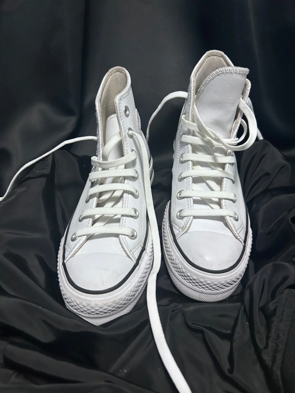 White Leather Platform Chucks 🤍